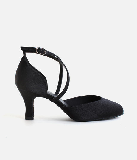 Ballroom Dancing Shoes, Black Satin - BL126