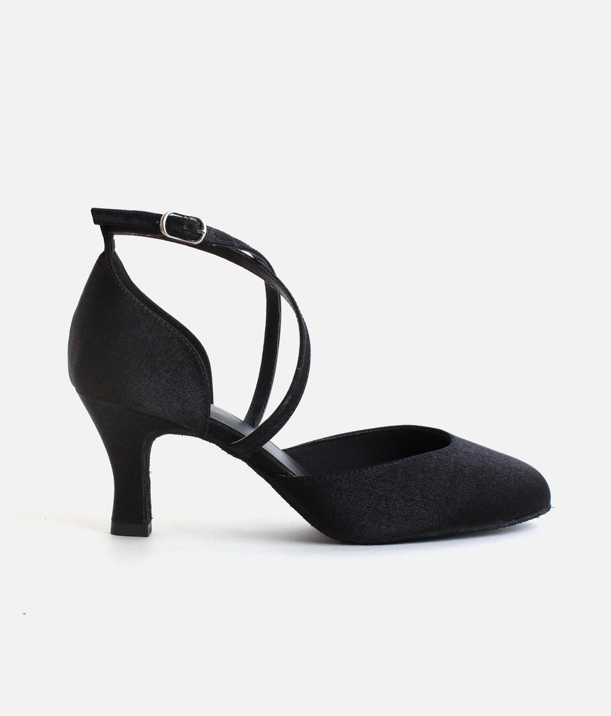 Ballroom Dancing Shoes, Black Satin - BL126