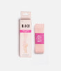 BLOCH A0529 Sheer Stretch Ribbon packaging beside folded sheer pink pointe shoe ribbon.