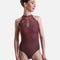 High Neck Leotard, Romantic Embroidered Rose Design - BOUVIER