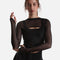 Bow Back Long Sleeve Mesh Top - Reversible Front-to-back Design