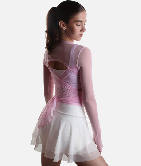 Bow Back Long Sleeve Mesh Top - Reversible Front-to-back Design