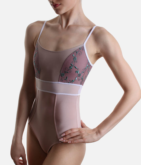 Brigid CL Rose • Professional Camisole Ballet Leotard with Embroidered Tulle