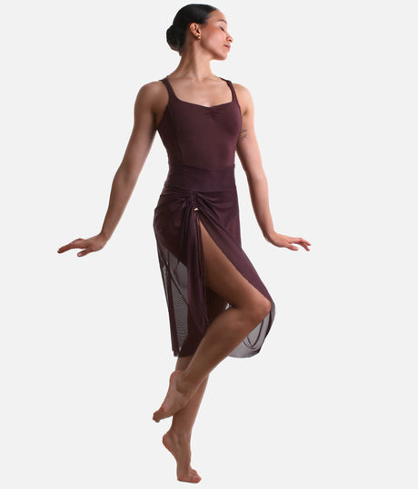ALICIA Mesh Pull-On Ballet Skirt, Adjustable Ruched Dance Skirt - BY75