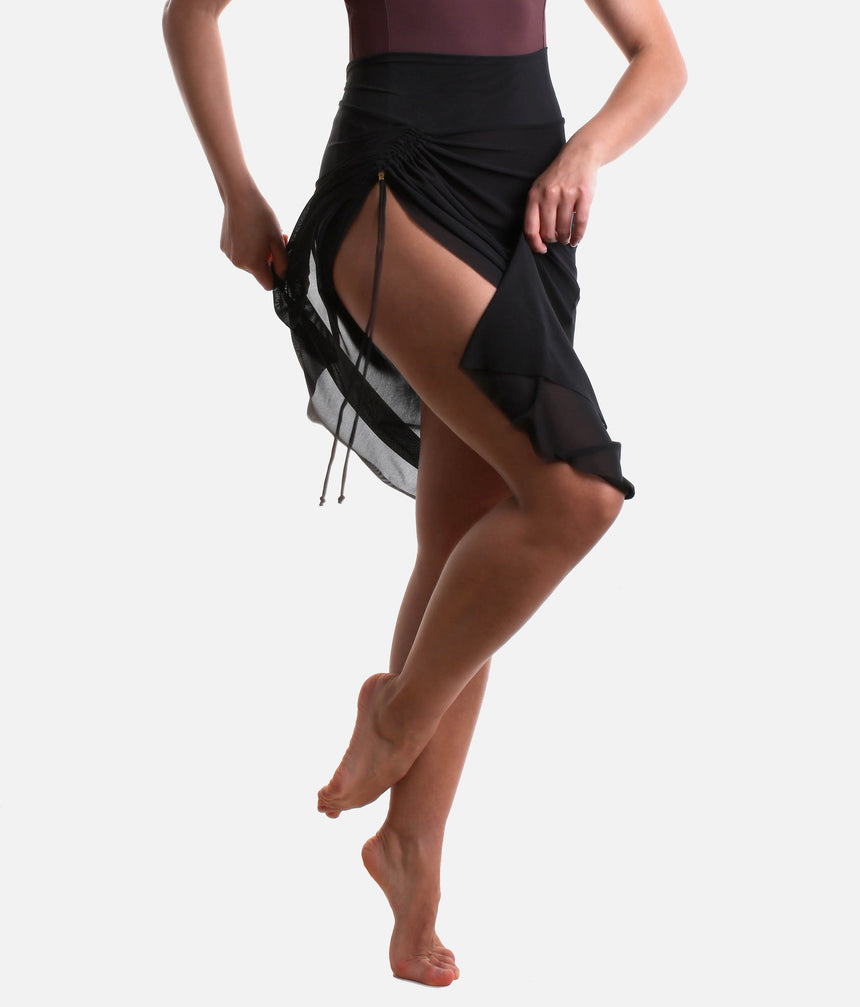 ALICIA Mesh Pull-On Ballet Skirt, Adjustable Ruched Dance Skirt - BY75