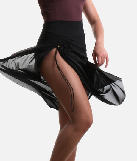 ALICIA Mesh Pull-On Ballet Skirt, Adjustable Ruched Dance Skirt - BY75