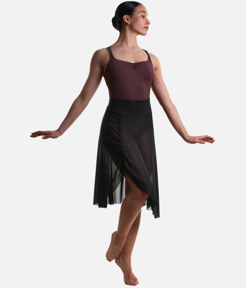 ALICIA Mesh Pull-On Ballet Skirt, Adjustable Ruched Dance Skirt - BY75