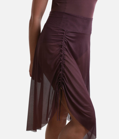 ALICIA Mesh Pull-On Ballet Skirt, Adjustable Ruched Dance Skirt - BY75