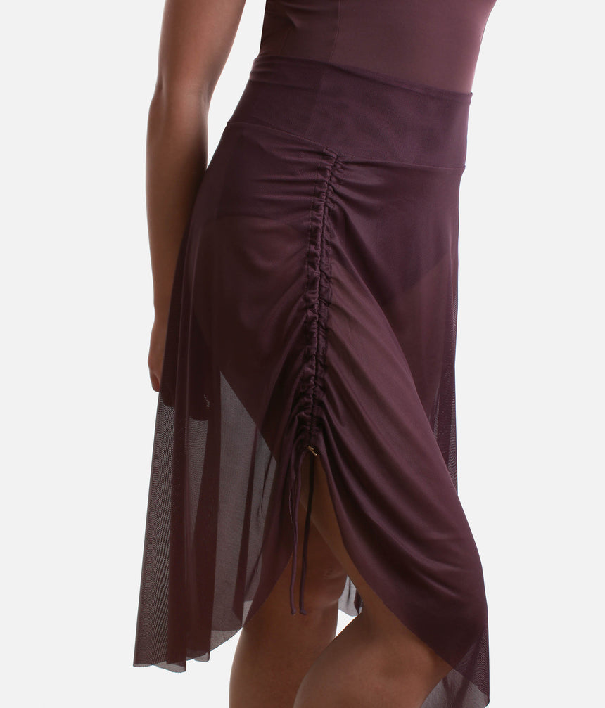 ALICIA Mesh Pull-On Ballet Skirt, Adjustable Ruched Dance Skirt - BY75