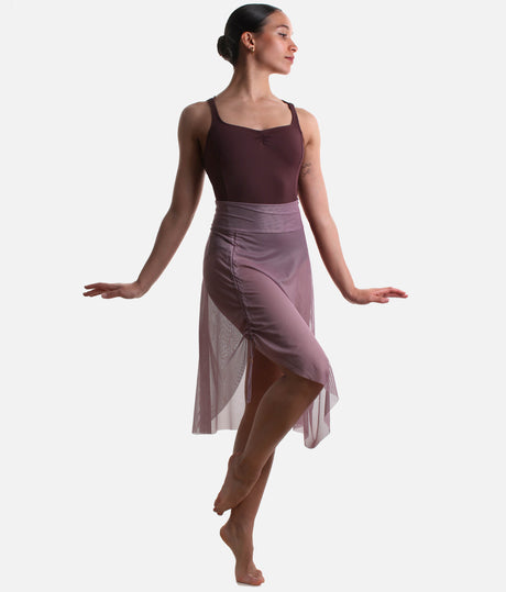 ALICIA Mesh Pull-On Ballet Skirt, Adjustable Ruched Dance Skirt - BY75