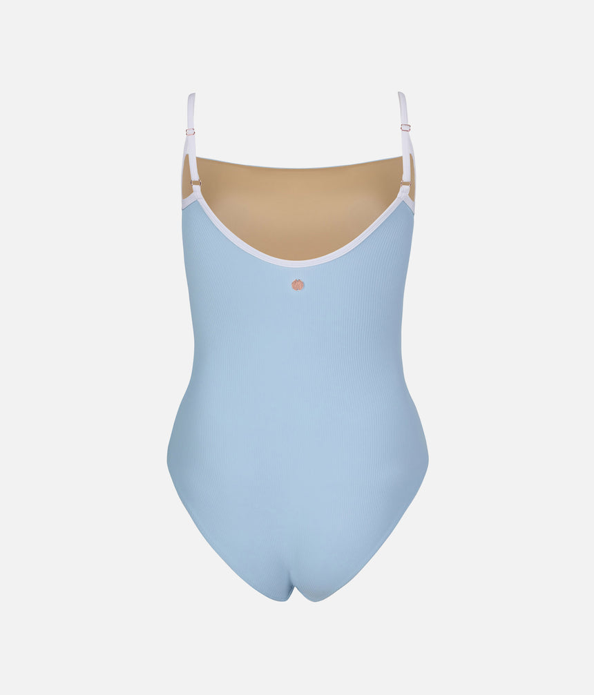 Cala Sky Blue Ballet Leotard – Adjustable Camisole, Contrast Straps