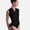 Front Zipper Dance Leotard, Velvet Flocked Sleeveless Elegance - CHABLIS