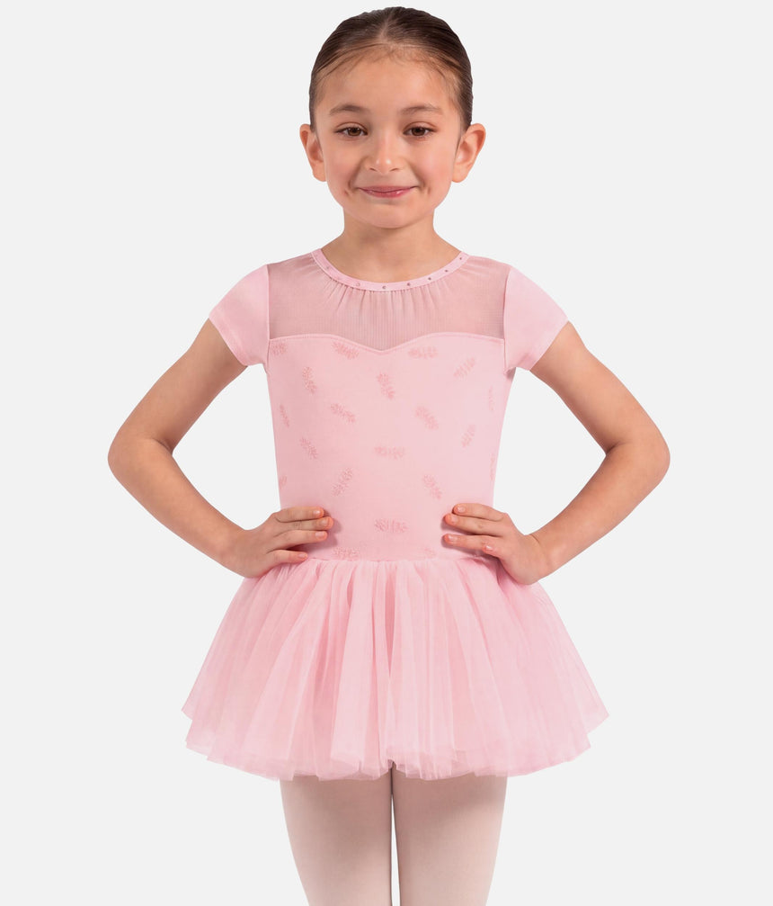 Girls Nora Floral Cap Sleeve Tutu Dress • Candy Pink - CL20012