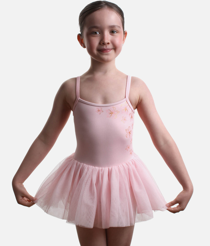 Girls Anastasia Camisole Tutu Dress, Elegant Floral Dancewear - CL70008