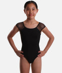 Girls Mesh Back Leotard, Twist Detail & Cap Sleeves - CL928