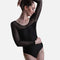 Long Sleeve Mesh Leotard with Elegant Illusion Neckline - CM52