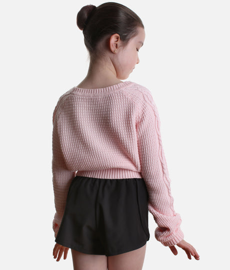 Girls Zoey Cotton Cable Knit Dance Sweater • Candy Pink CZ30045