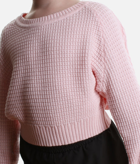 Girls Zoey Cotton Cable Knit Dance Sweater • Candy Pink CZ30045