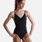 DARIA BLACK Ballet Leotard with Velvet Panel, Double V Neck