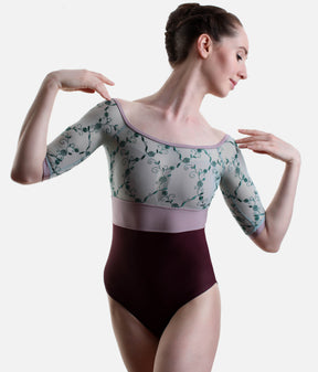 VITTORIA GL Vigneto • Three-quarter Sleeves Ballet Leotard with Deep Open Back