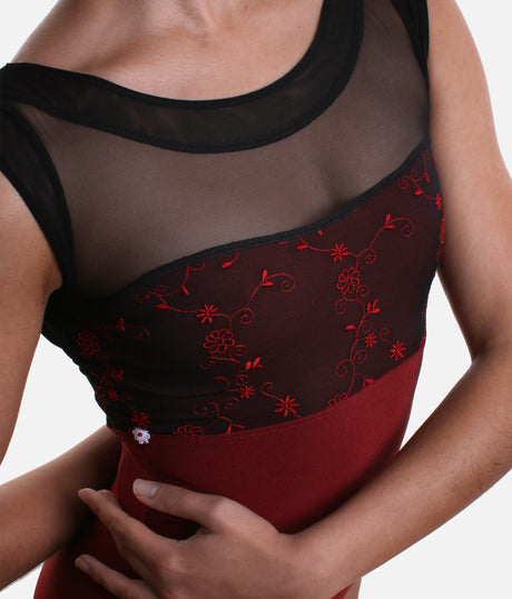 Sophisticated Ballet Leotard with Bateau Neckline - DIANA CL Bordeaux