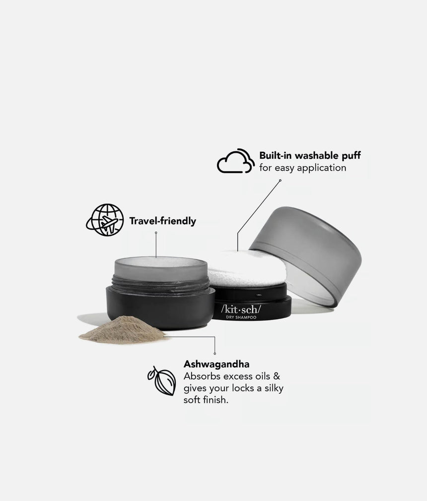 Volumizing Rice Protein Dry Shampoo, Dark Tinted with Puff Applicator