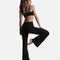 High-Waisted Ribbed Yoga Flared Leggings, Curve-Hugging Fit - RIB FLARES