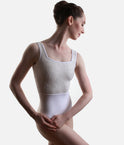 Premium Ballet Leotard with Textured Floral Brocade Detail - FLORA PEARL WHITE