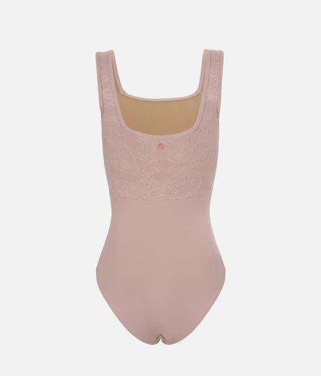 Women's Floral Ballet Leotard with Square Neckline - FLORA PETAL PINK