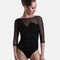Long Sleeve Leotard, Mesh Low V-Back Dancewear - FONTEA