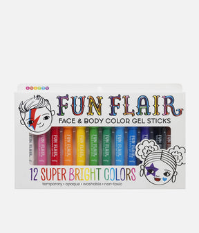 COLOUR GEL STICKS, 12 Washable Bright Shades for Hair, Face & Body