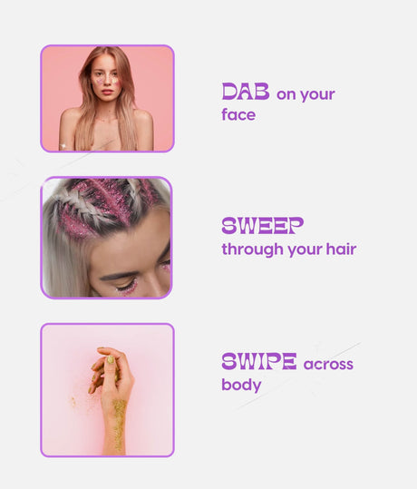 Hair & Body Glitter Gel, Single Packs, Long-Lasting Non-Sticky - SPARKLE GEL