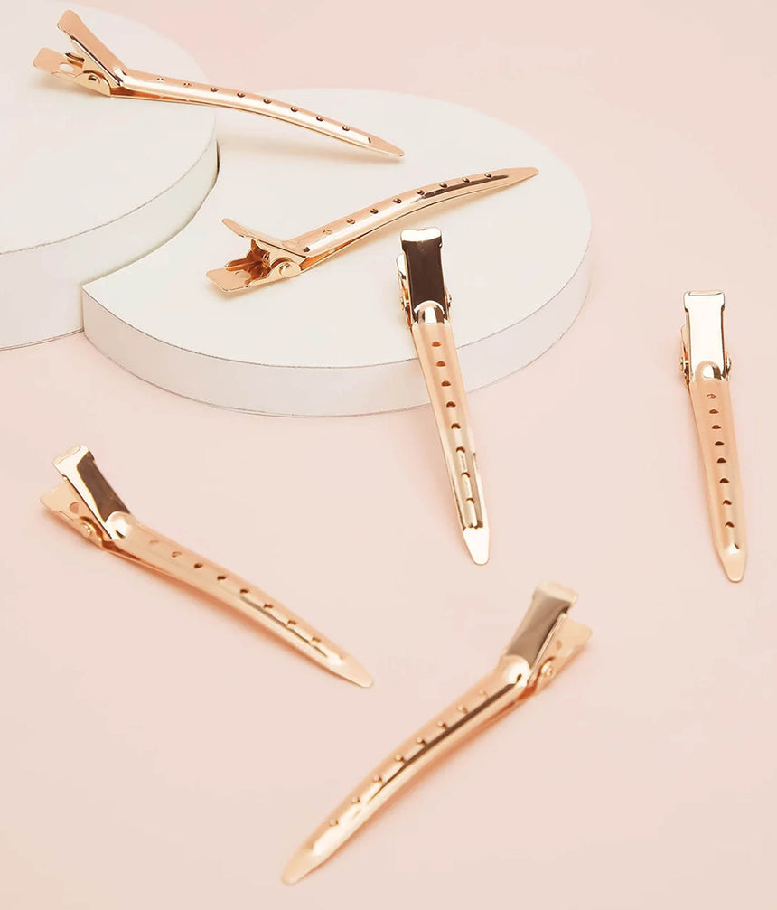 Rose Gold Styling Hair Clips • 6-Piece Professional Sectioning Set