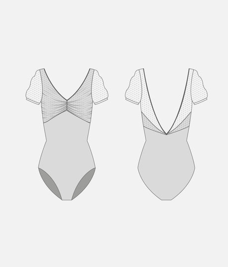 ILIZIA GL Abano • Ruched V-neckline Ballet Leotard with Open Back
