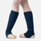 Intermezzo Prebril 2012 Blue ribbed stirrup legwarmers with scattered rhinestones, worn with pink pointe shoes.