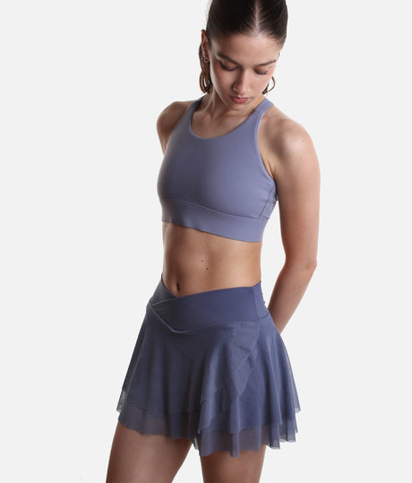 Flowy High-Waisted Skirt with Crisscross Hourglass Waistband - JULIET SKORT