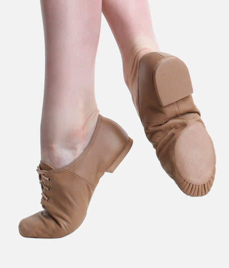 Split Sole Lace-Up Jazz Shoes, Leather Dance Shoes for All Levels - JZE09