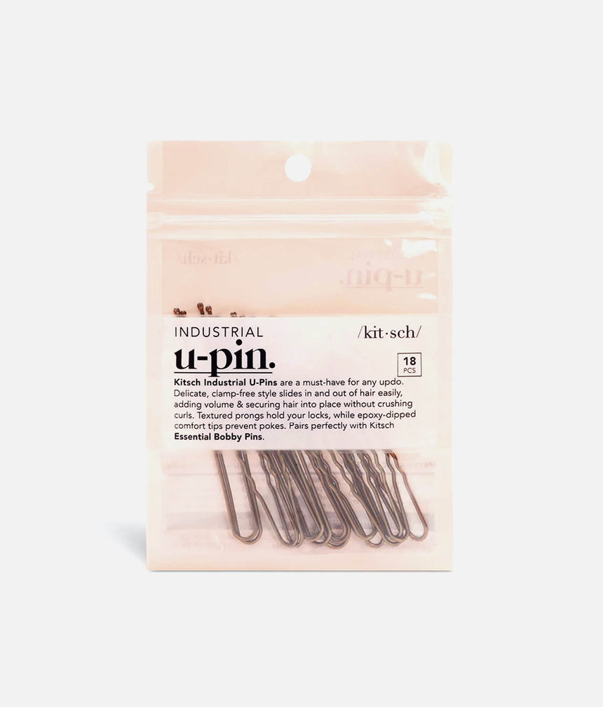 Brown U-Pins 18-Piece Set • Secure Hair Pins for Buns and Updos