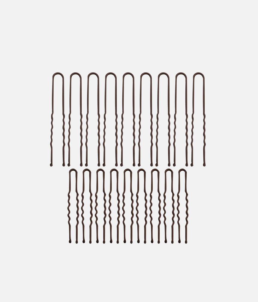 Brown U-Pins 18-Piece Set • Secure Hair Pins for Buns and Updos