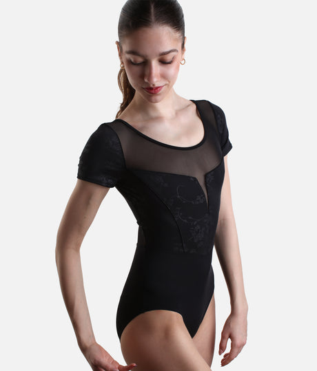 CHRISTINA Leotard, Elegant Cap Sleeve Dancewear with Floral Detail - L20006