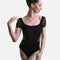 Mia Scoop Back Leotard – Black, Mesh Cap Sleeved - L20011B