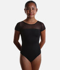 Girls Short Sleeve Printed Leotard with Triple Cross Back Detail - M20008C