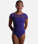 Girls Short Sleeve Printed Leotard with Triple Cross Back Detail - M20008C