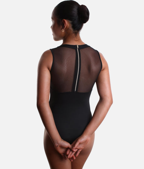 Girls Zip Back Printed Leotard, Mesh High Neck Ballet Outfit - M40005C