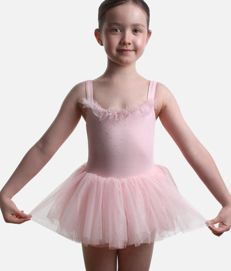 Girls Camisole Printed Tutu Dress with Frill Neckline - M50007C