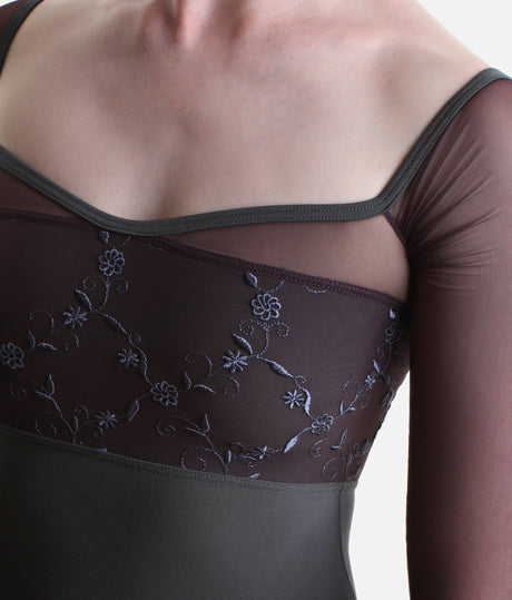 MANIA CL Vesuvio • Luxury Ballet Leotard with Embroidered Mesh
