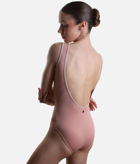 Soft Touch Ballet Leotard with V Neck and Open Back - BRISA CORAL