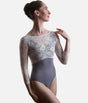 PENELOPE BLUE Lace Ballet Leotard, 3/4 Sleeve Open Back Dancewear