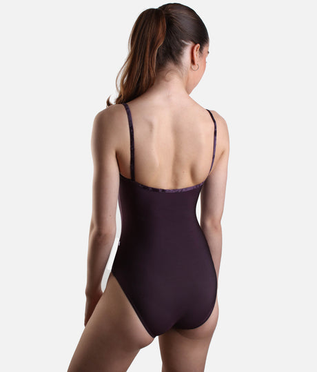 MARISA Leotard, Sleek EGGPLANT Camisole with Velvet Finish