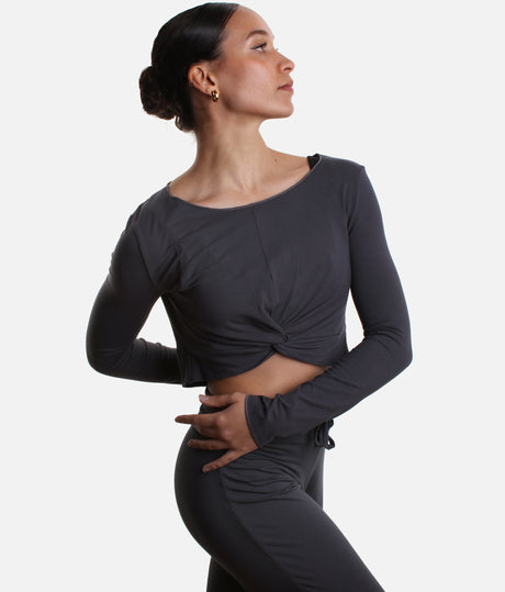 MEGUMI Bamboo Warm-Up Top – Elegant Twist Front Crop